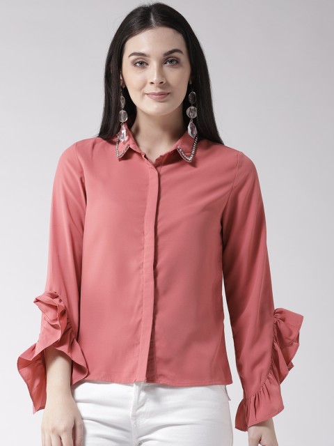 

Madame Women Pink Regular Fit Solid Casual Shirt