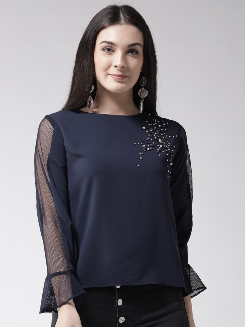 

Madame Women Navy Blue Solid Top