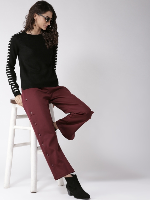 

Madame Women Black Solid Pullover