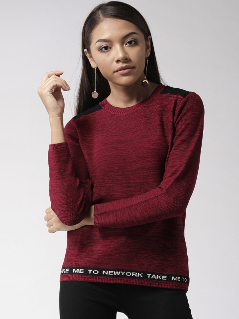 

Madame Women Maroon & Black Sold Pullover