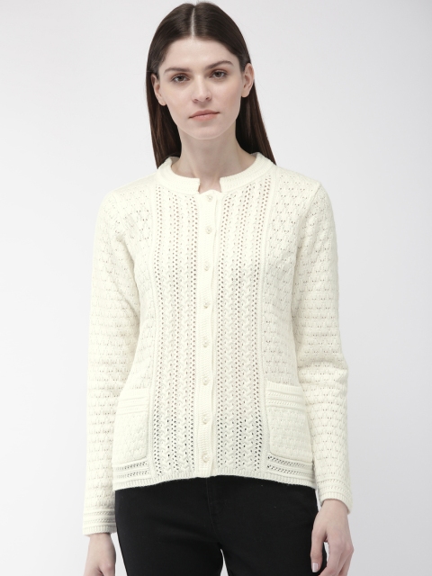 

Madame Women Off-White Self Design Sweater