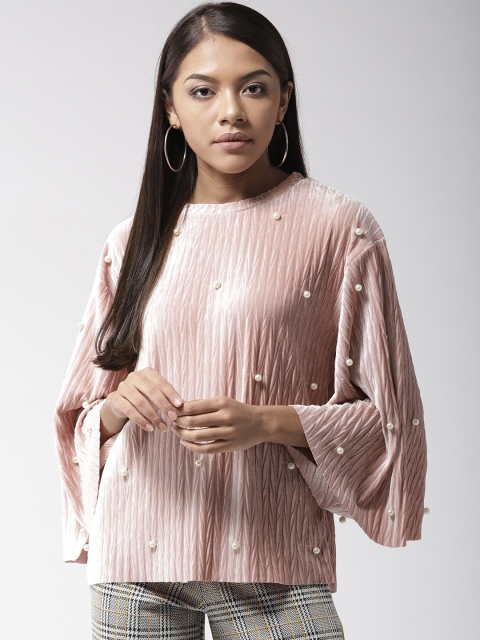 

Madame Women Pink Self Design Embellished Top