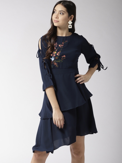 

Madame Women Navy Blue Layered A-Line Dress
