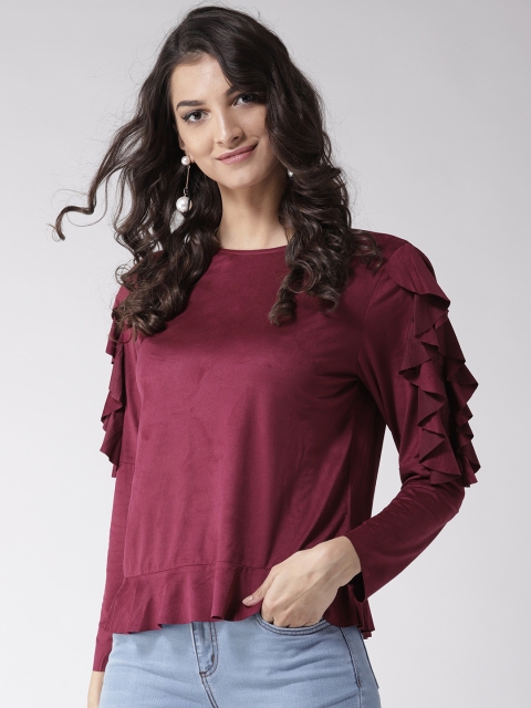 

Madame Women Burgundy Solid Top