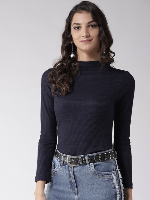

Madame Women Navy Blue Solid Top