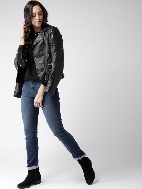 

Madame Women Black Solid Velvet Finish Top