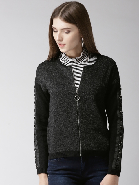 

Madame Women Black Solid Cardigan
