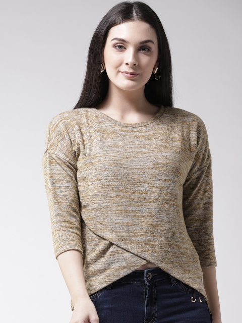 

Madame Women Beige & Mustard Yellow Solid Top
