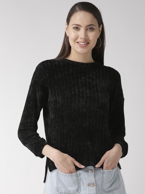 

Madame Women Black Self-Striped Top