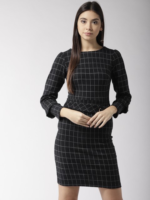 

Madame Women Black Checked Bodycon Dress