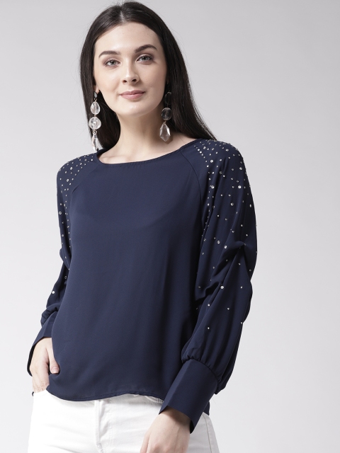 

Madame Women Navy Blue Solid Top