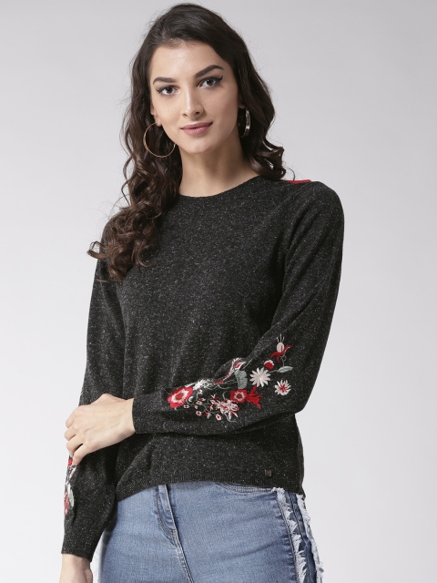 

Madame Women Black Solid Pullover Sweater