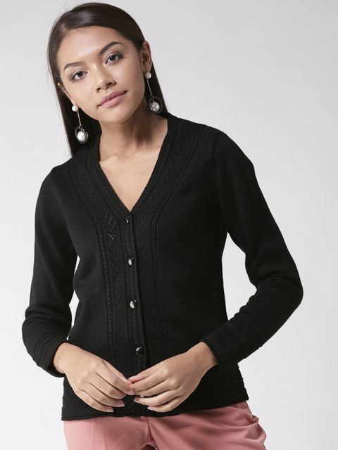 

Madame Women Black Solid Cardigan