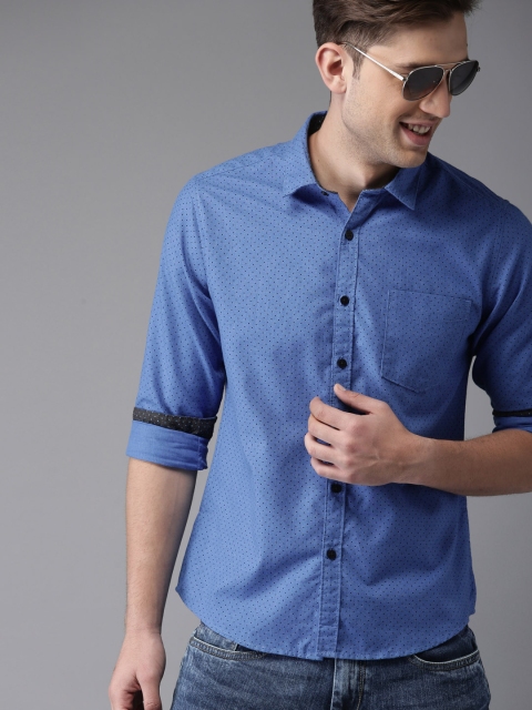 

HERE&NOW Men Blue Regular Fit Printed Casual Shirt