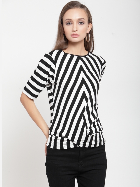 

Latin Quarters Women Black & White Striped Top
