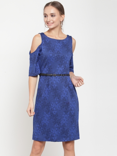 

Latin Quarters Women Blue Printed A-Line Dress