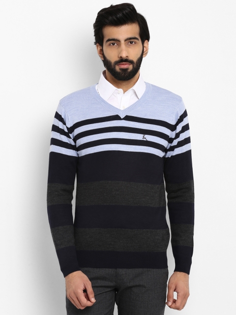 

Parx Men Blue Striped Pullover