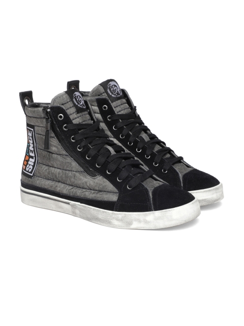 

DIESEL Men Grey Solid Suede Mid-Top D-VELOWS MID PATCH Sneakers
