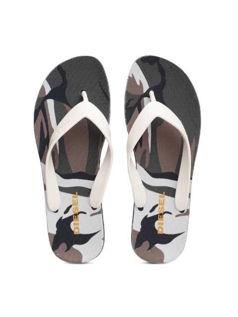 

DIESEL Men White Solid Thong Flip-Flops