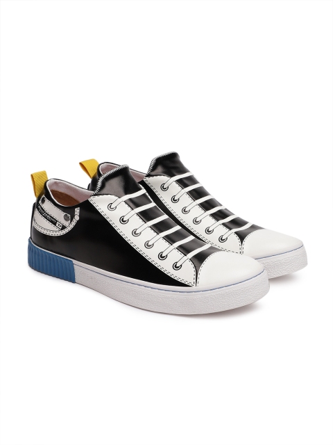 

DIESEL Men Black & White Printed Slip-On Sneakers