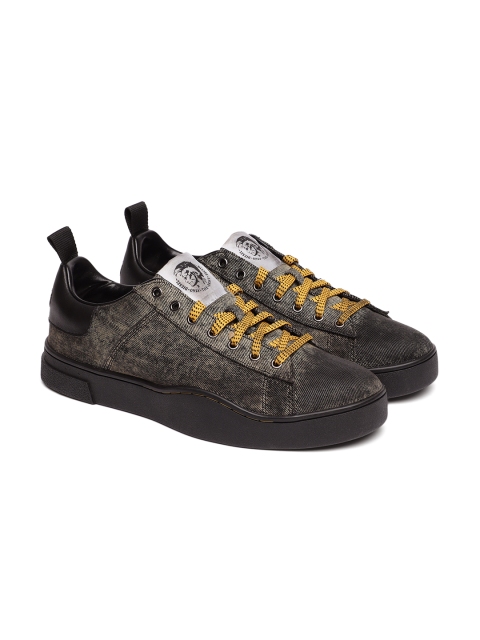 

DIESEL Men Black & Yellow Sneakers