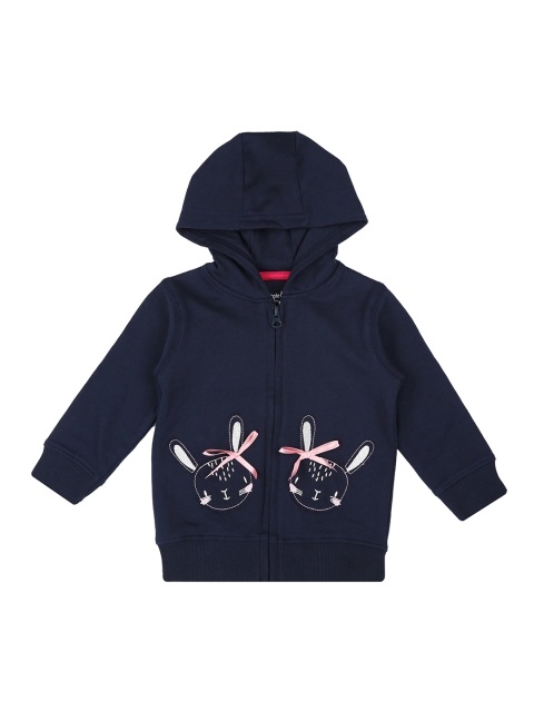 

Chirpie Pie by Pantaloons Girls Navy Blue Printed Hooded Sweatshirt