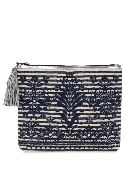 

Accessorize Navy Blue Embroidered Clutch