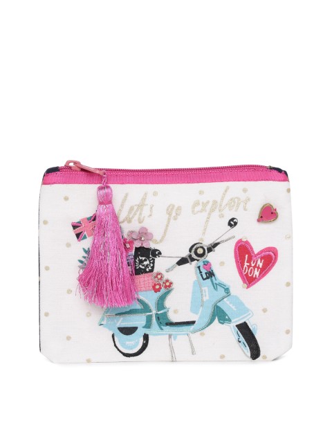 

Accessorize Cream-Coloured & Blue Printed Purse