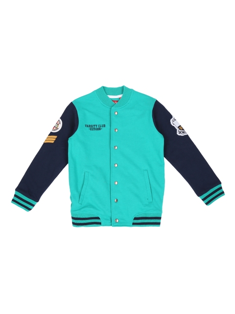 

CHALK by Pantaloons Boys Sea Green Solid Varsity Jacket with Applique