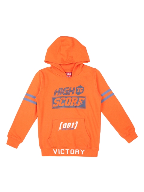 

CHALK by Pantaloons Boys Orange Printed Hooded Sweatshirt