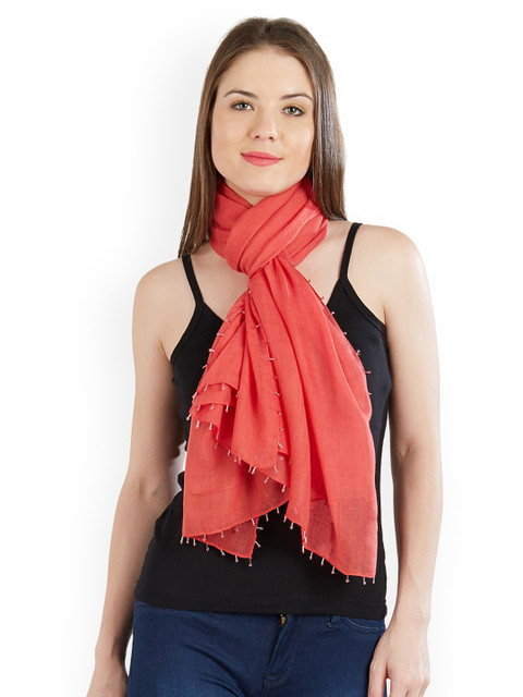 

Vozaf Women Coral Red Woollen Shawl