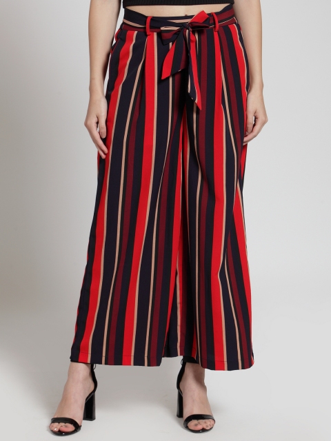 

plusS Women Black & Red Striped Flared Palazzos