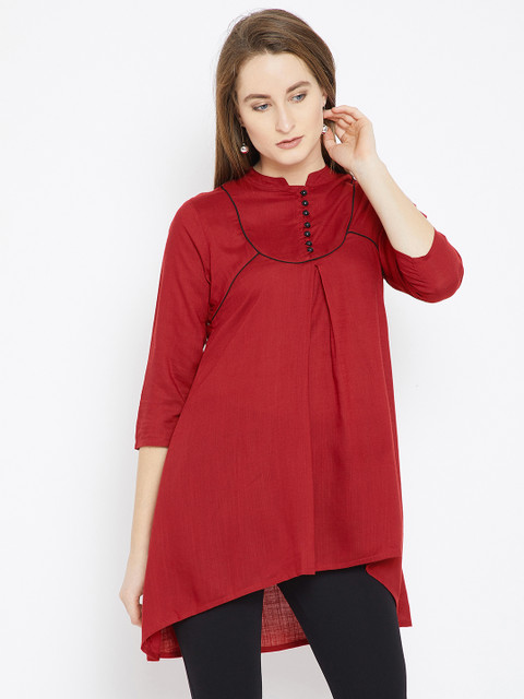 

Ruhaans Red Solid Tunic