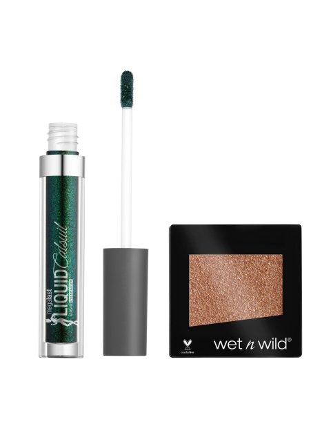 

Wet n Wild Sustainable Emerald E568A Metallic Eyeshadow & Nudecomer Glitter E352C Single Eyeshadow, Green