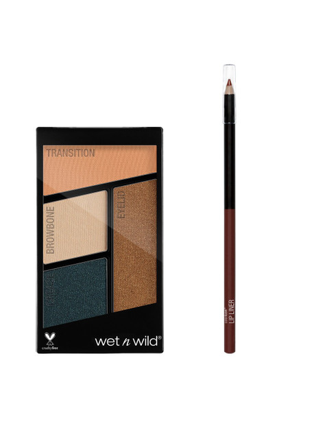 

Wet n Wild Sustainable Hooked On Vinyl Icon Eyeshadow E343B & Icon Brandy Wine Lip Liner Pencil E666, Beige