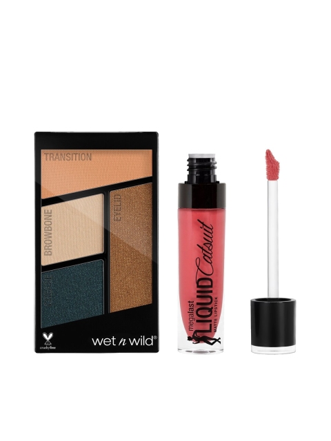 

Wet n Wild Sustainable Hooked On Vinyl Eyeshadow & Coral Corruption Lipstick Makeup Kit, Pink