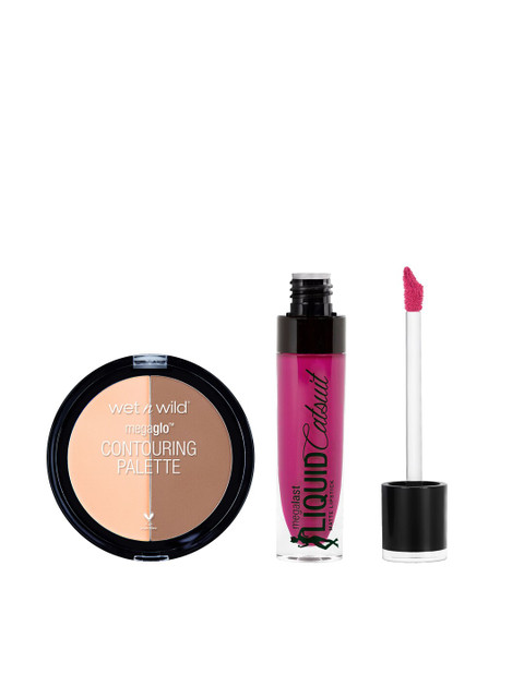 

Wet n Wild Set of Nice To Fuschia E924B Lipstick & MegaGlo Contouring Palette E7491, Magenta