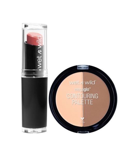 Wet n Wild Sustainable Set of Contouring Palette & MegaLast Lip Color E903C, Beige