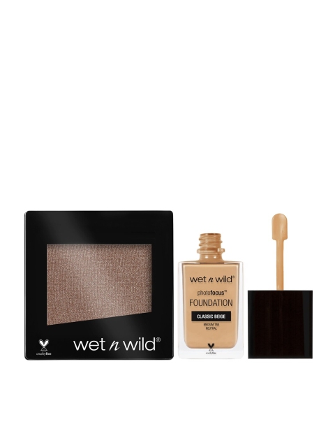 

Wet n Wild Sustainable Set Of Color Icon Nutty Single Eyeshadow & Photo Focus Foundation, Beige