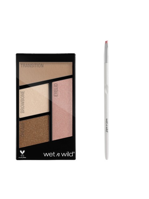 

Wet n Wild Sustainable Set Of Eyeshadow Quad & Makeup Brush, Brown