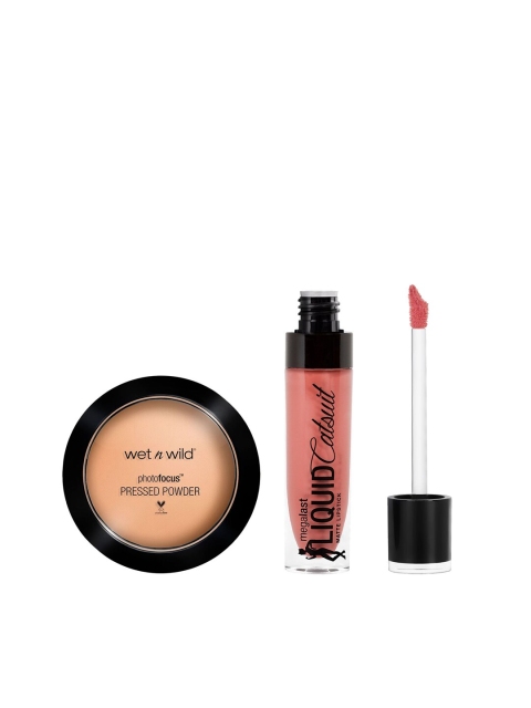 

Wet n Wild Sustainable Set Of Lipstick & Pressed Powder, Peach