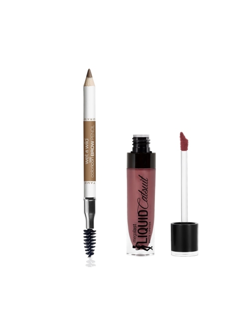 

Wet n Wild Sustainable Set of Rebel Rose Lipstick & Blonde Moments Color Icon Brow Pencil, Pink
