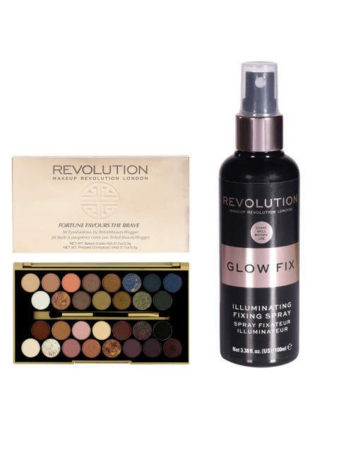 

Makeup Revolution London Eye Shadow Palette & Illuminating Fixing Spray, Multi