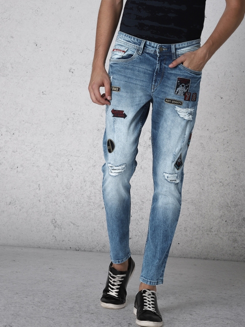

Ecko Unltd Men Blue Slim Tapered Fit Mid-Rise Mildly Distressed Ankle-Length Jeans