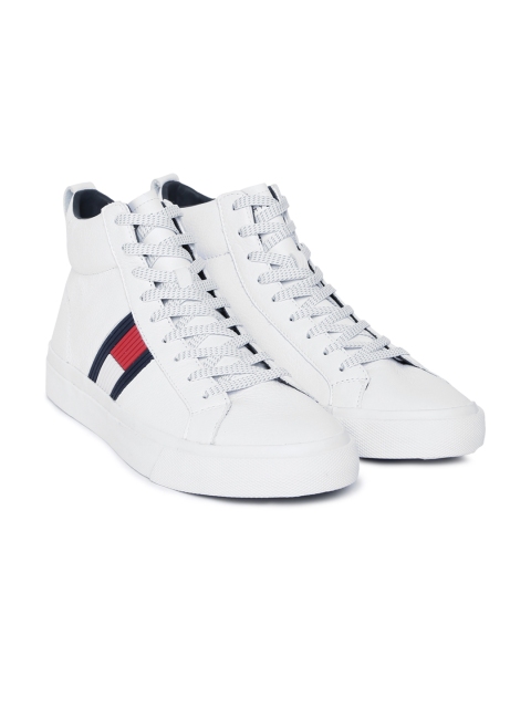 

Tommy Hilfiger Men White Solid Leather Mid-Top Sneakers