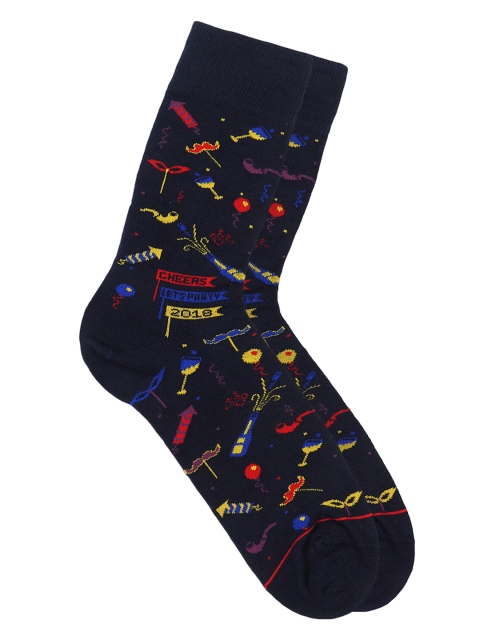 

Soxytoes Men Navy Blue Patterned Above Ankle Socks