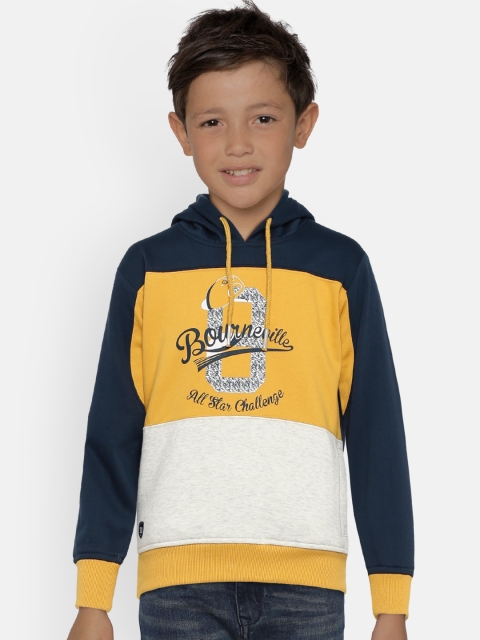 

Duke Boys Blue & Mustard Yellow Printed Hooded Sweatshirt