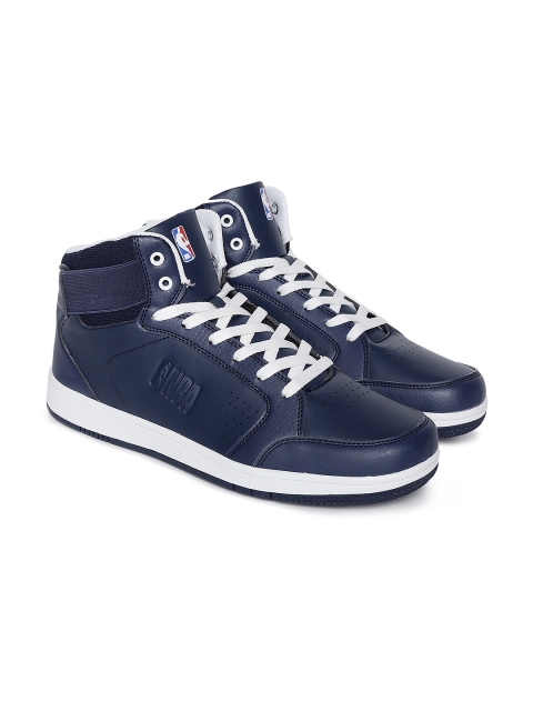 

NBA Men Navy Blue Solid Mid-Top Sneakers