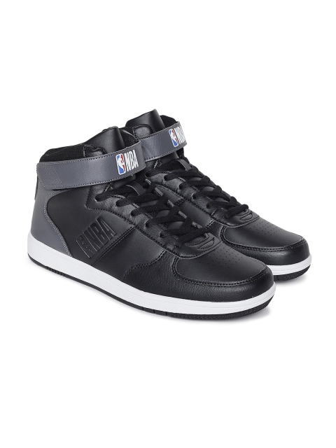 

NBA Men Black Solid Mid-Top Sneakers