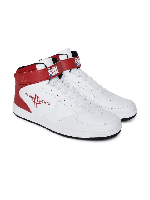 

NBA Men White Houston Rockets Mid -Top Sneakers